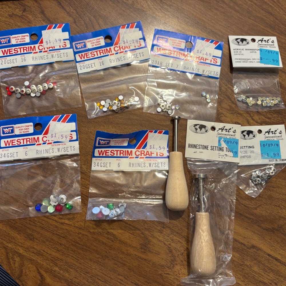 Westrim Crafts Rhinestone Setting Tools Assorted Rhinestones Craft Lot Vintage